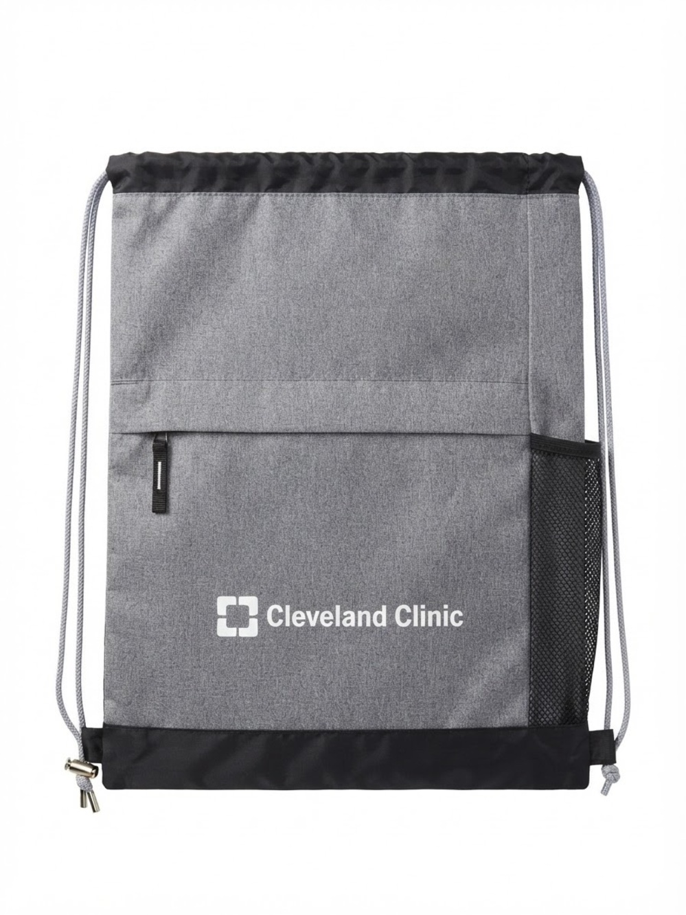 Cleveland Clinic Heather Grey & Black Cinch Backpack Gym Bag Commuter Travel